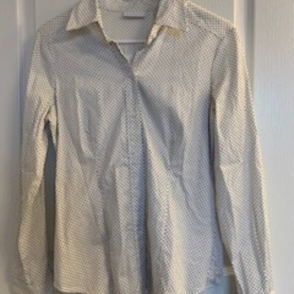 New York & Company Tops - New York & Company White w/ black polka dot button up shirt Size M